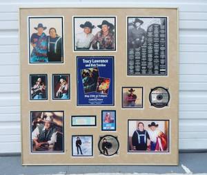 lot 141 image: Vintage 1995 Autographed Tracy Lawrence and Rick Trevino Framed Concert Presentation