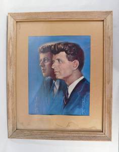 lot 152 image: Vintage 1968 Framed John F. Kennedy Robert F. Kennedy Print By Alton S. Tobey