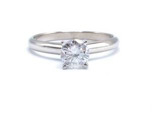 Tiffany & Co Styled Diamond Solitaire Estate Ring in 14k White Gold