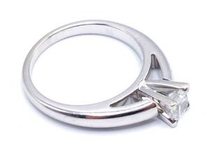 Brilliant Princess Cut Diamond Cathedral Estate Ring in 14k White Gold