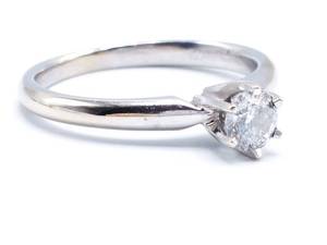 Beautiful Diamond Solitaire Estate Ring in 14k White Gold