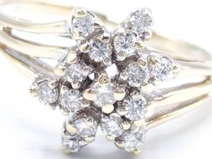 Gorgeous 1 Carat Diamond Cluster Estate Ring in 14k Gold