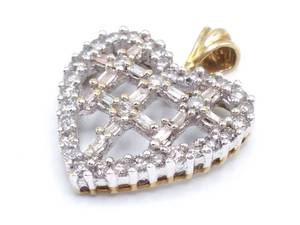 Elegant Diamond Heart Shaped Estate Pendant in Yellow Gold