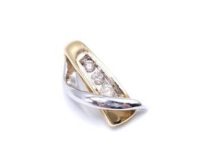 Lovely Three Diamond Estate Pendant in 14k Two-Tone Gold