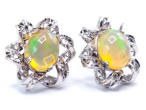 Beautiful Opal Estate Earrings in Sterling Silver