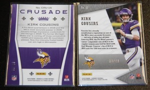 Kirk Cousins Serial Numbered Football Card Lot  2 Cards