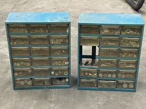 lot 35 image: (2) Bench-Top Hardware Organizers With Contents