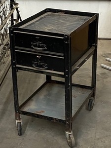 lot 50 image: Fort Steubey Steel Shop Cart & Foldable Steel Box Spring