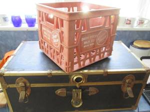 Trunk With Key & Plastic Milk Crate...