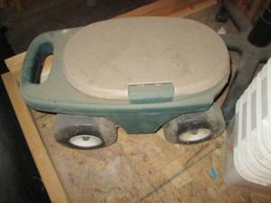 Rolling Seated Cart, Stool & Bucket...