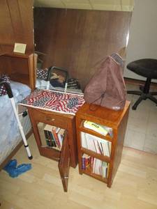 2 End Tables, Mirror, Book Shelf, W...