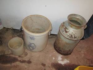 (2) Crocs & Antique Milk Can...