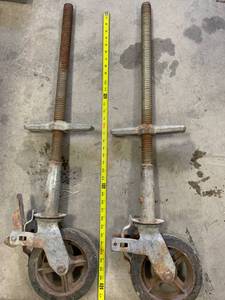 lot 53 image: Lot of 2 Scaffolding Leg & Wheels 3 Tall