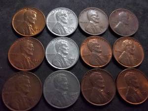 1943, 1944, 1945, 1946  P,D,S  Lincoln Cents