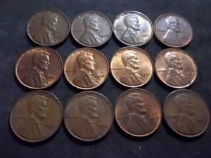 1951, 1952, 1953, 1954, P,D,S Lincoln Cents