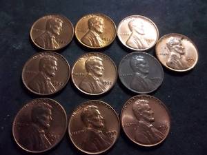 1955 P,D,S, 1956, 1957, 1958 P,D Lincoln Cents