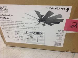 lot 2 image: Trudeau 60 in. LED Indoor Espresso Bronze Ceiling Fan with Light Kit in good condition