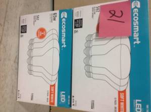 lot 21 image: Lot of 2 EcoSmart 65W Equivalent Soft White BR30 Dimmable LED Light Bulb 6 Pack not used