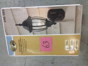 lot 63 image: Alexandria 180° Black Motion-Sensing Outdoor Decorative Wall Lantern Sconce not used