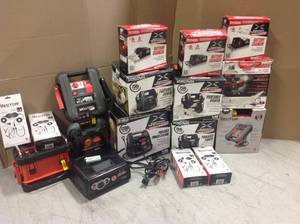 lot 85 image: Lot of assorted Portable Powers and Battery Chargers - Salvage lot- for Repair or for Parts
