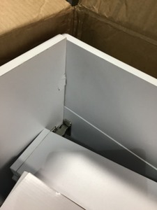 lot 108 image: Glacier Bay All-in-One 24.125 in. x 21.375 in. x 35 in. Stainless Steel Laundry Sink with Faucet and Storage Cabinet slight damage interior of unit review pictures