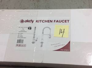 lot 14 image: AKDY Commercial-Style Spring Neck Single-Handle Pull-Down Sprayer Kitchen Faucet With 2-function Sprayer in Brushed Nickel in good condition