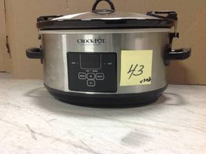lot 43 image: 7 Qt. Programmable Stainless Steel Slow Cooker with Locking Lid by Crock-Pot  USED in good condition