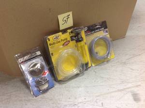 lot 57 image: MIX LOT OF MULTI USE PUMP & OVERFLOW PLATE KIT, AND KITCHEN SIDE SPRAY HOSE