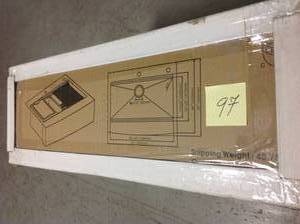 lot 97 image: CMI Blanchard Retrofit Workstation Dual Mount Stainless Steel 33 in. 2-Hole Single Bowl Curved Front Apron Kitchen Sink