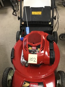 lot 102 image: Toro 22 in. Personal Pace Recycler Variable Speed Gas Walk Behind Self Propelled Lawn Mower with Briggs and Stratton Engine in good condition