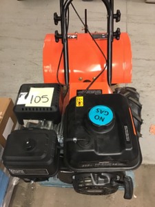 lot 105 image: Powermate 18 in. 212 cc Gas 4-Cycle Rear Tine Tiller in very good condition
