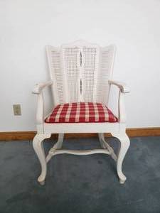 lot 51 image: White Country Cane Back Arm Chair