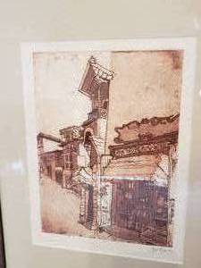 lot 76 image: Signed Miss Max  Framed European Street Scene
