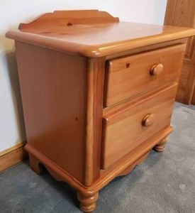 lot 131 image: Two Drawer Pine Nightstand Side Table