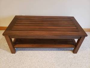 lot 28 image: Soft Contemporary Wood Slat Coffee Table