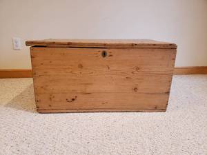 lot 133 image: Large Wooden Crate Chest with Hardware