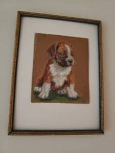 lot 114 image: Little Boxer Puppy Portrait  Original Artwork