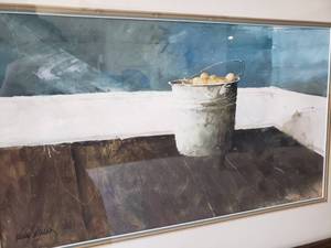 lot 118 image: Framed Farmhouse Print Suds Bucket By Randall Higdon