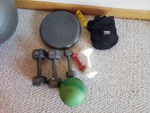 lot 167 image: Free Weight Equipment and Pilates Balls and Bands