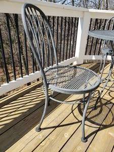 lot 36 image: Lovely Iron Patio Cafe Table and 2 Chairs