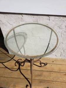 lot 37 image: Glass Top Metal Side Table