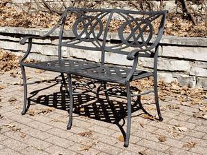 lot 38 image: Cast Aluminum Black Garden Loveseat