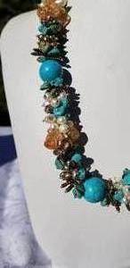 lot 1 image: Chunky Turquoise Necklace and Bracelet