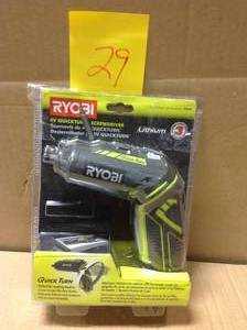 lot 29 image: RYOBI 4-Volt QuickTurn Lithium-Ion Cordless 14 in. Hex Screwdriver Kit in good condition