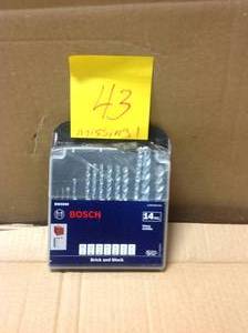 lot 43 image: Bosch Fast Spiral Carbide-Tipped Masonry Rotary Drill Bit Set for Drilling in Brick and Block (14-Piece) MISSING 1 PC