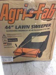 lot 49 image: Agri-Fab 44 in. 25 cu. ft. Tow-Behind Lawn Sweeper in good condition