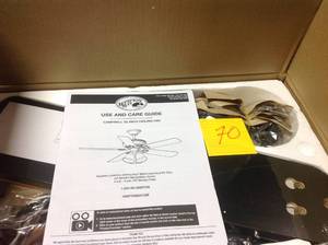 lot 70 image: Campbell 52 in. LED Indoor Mediterranean Bronze Ceiling Fan with Light Kit in good condition customer return