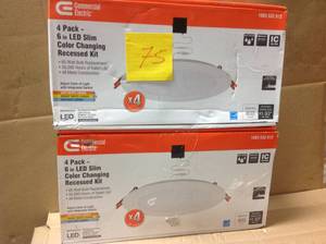 lot 75 image: SEt of 2 Ultra Slim 6 in. New Construction and Remodel Color Selectable Canless LED Recessed Kit (4-Pack)