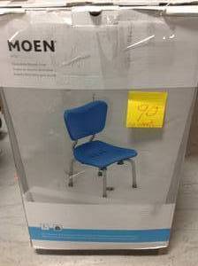 lot 90 image: MOEN 18.86 in. W x 15.25 in. D Plastic Adjustable Tub and Shower Seat customer return not inspected