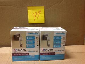 lot 97 image: Lot of 2 Hensley Double Robe Hook with Press and Mark in Brushed Nickel in good condition